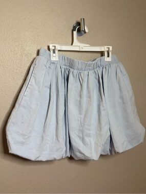Double Zero Baby Blue Bubble Mini Skirt Large 100% Cotton Balloon Hem Coquette